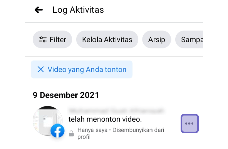 Ketuk Icon Titik Tiga di Video FB