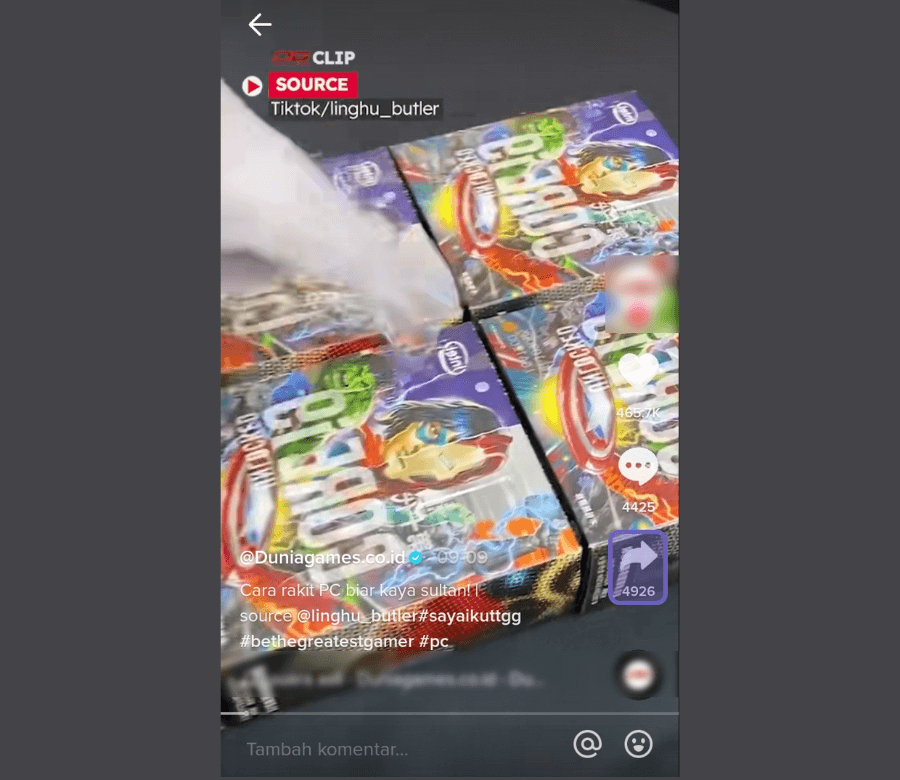 Menu Share di TikTok