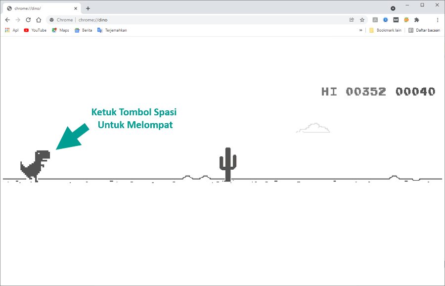 Mainkan Game Dinosaurus di Google Chrome