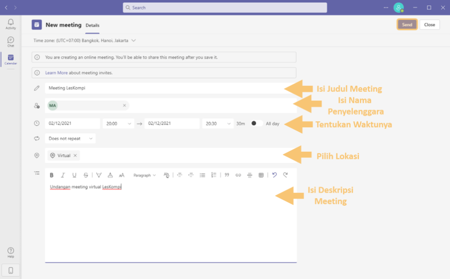 Atur Detail Meeting di Microsoft Teams