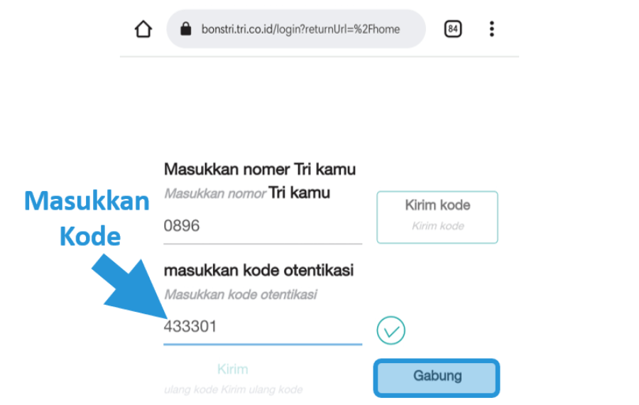 Isi Kode Otentifikasi Tri