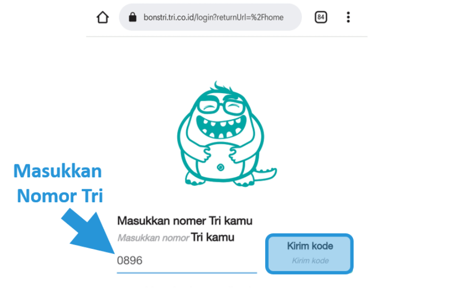 Masukkan Nomor Tri di Situs