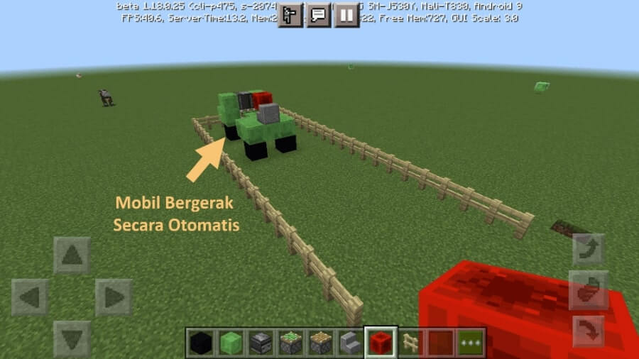 Contoh Mobil Minecraft Secara Otomatis Bergerak
