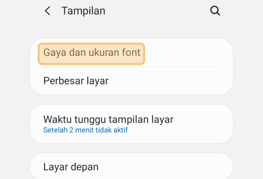 Pilih Gaya dan Ukuran Font HP