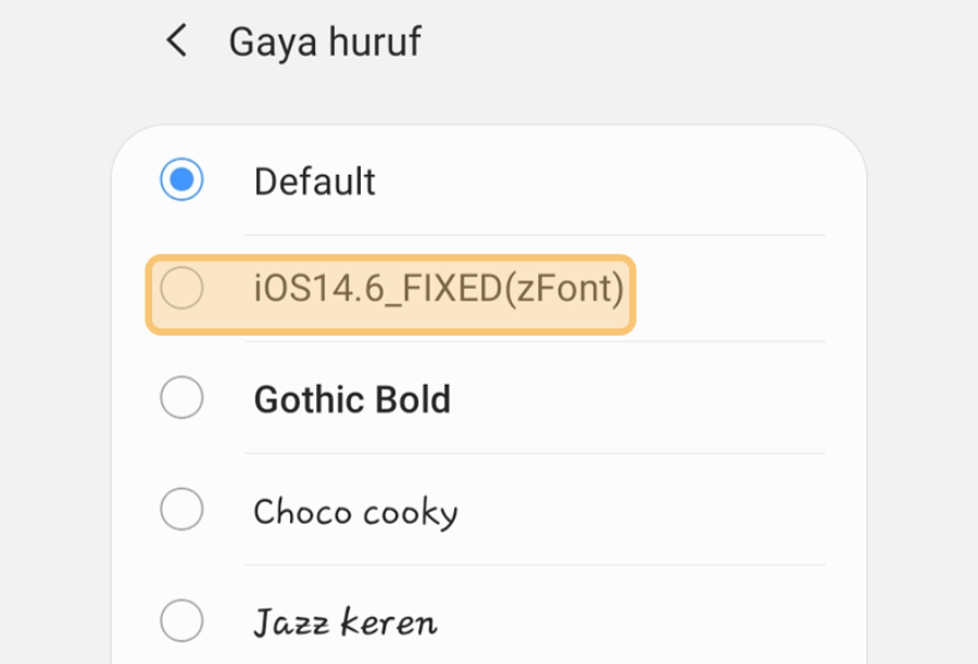 Opsi iOS Font