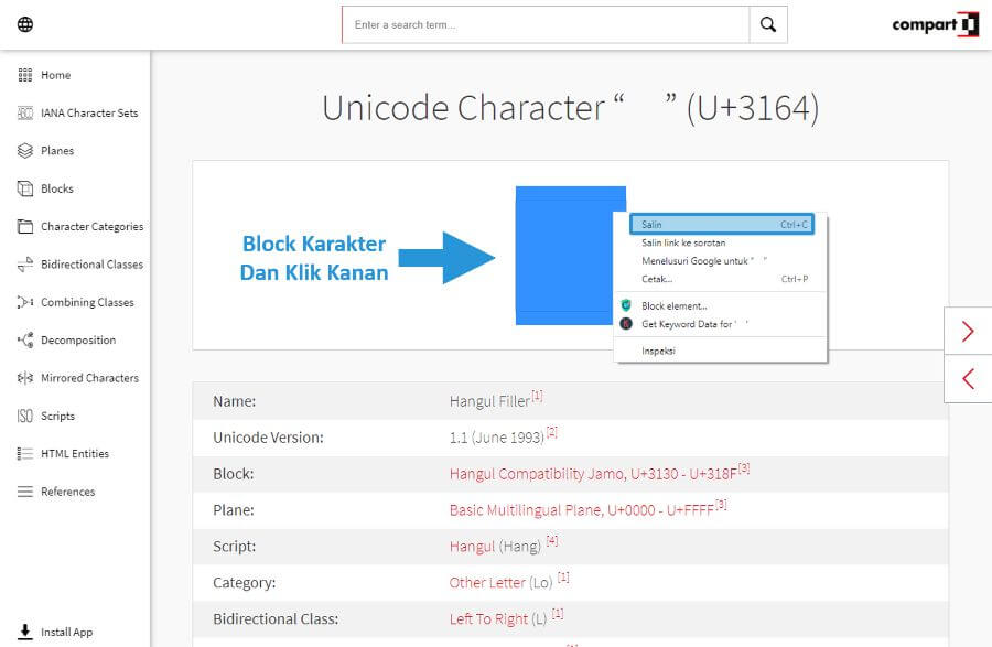 Salin Karakter Kosong Pada Situs