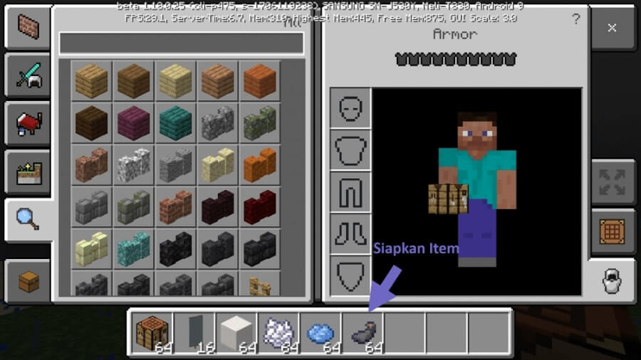 Siapkan Item Pembuatan Cermin di Minecraft