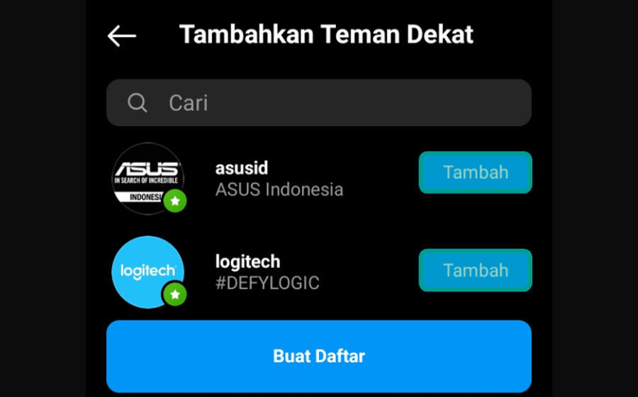 Menambah Teman di Fitur Close Friends