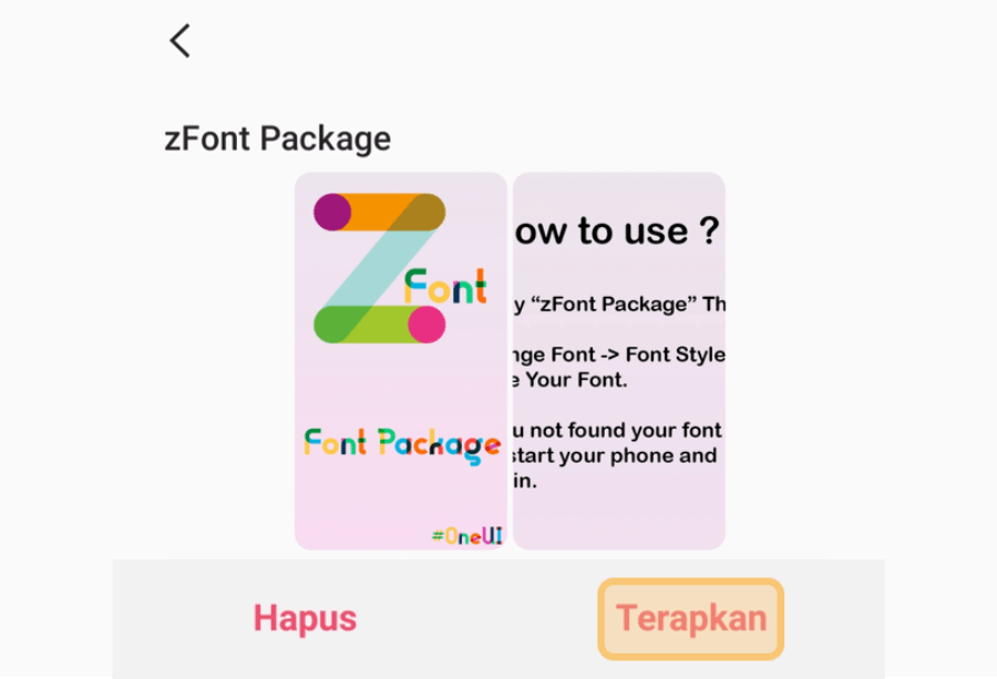 Terapkan ZFont Package di HP