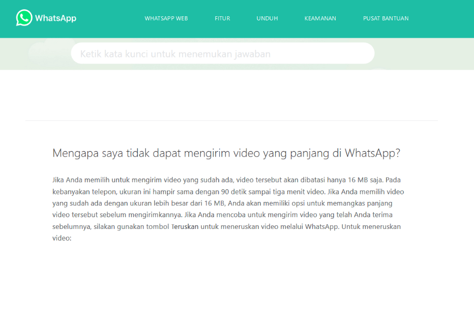 Alasan Kenapa Tidak Bisa Mengirim Video Besar di WA