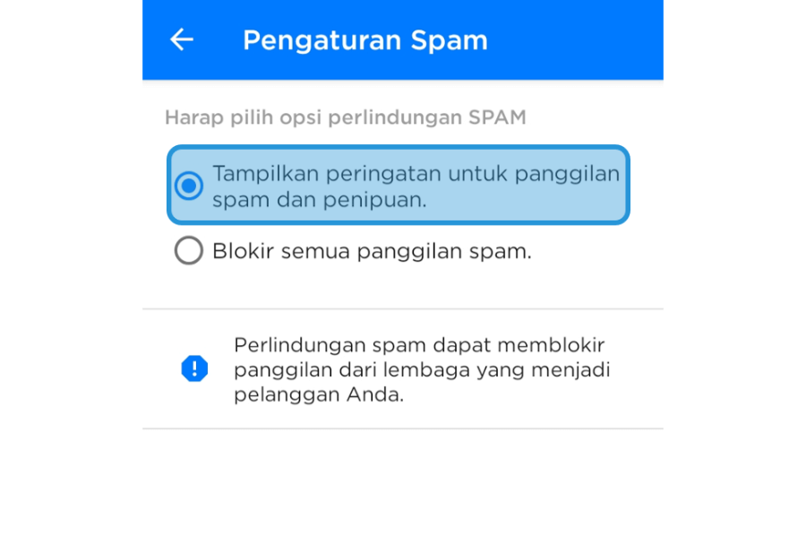 Setting Proteksi Spam GetContact