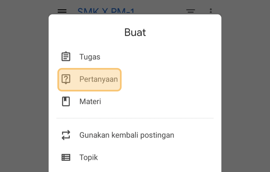 Membuat Pertanyaan Baru di Classroom