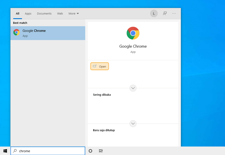 Membuka Google Chrome di PC