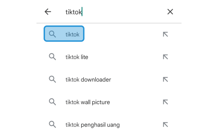 Cari TikTok di Google Playstore