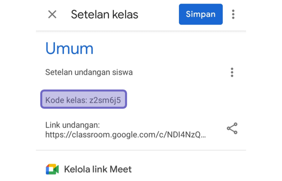 Cek Kode Kelas Google Classroom di HP