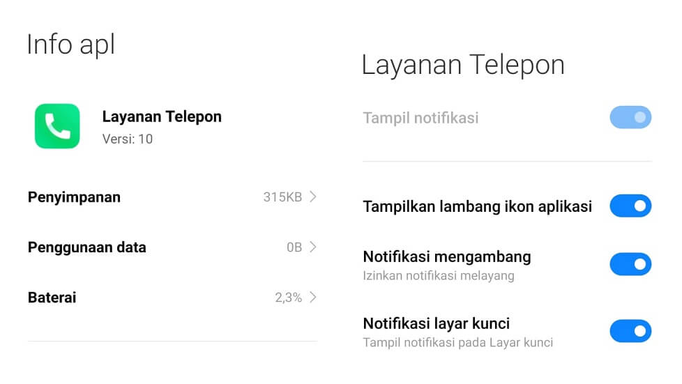 Mengecek Menu Notifikasi Telepon