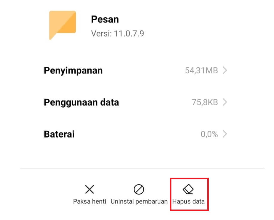 Menu Hapus Data SMS