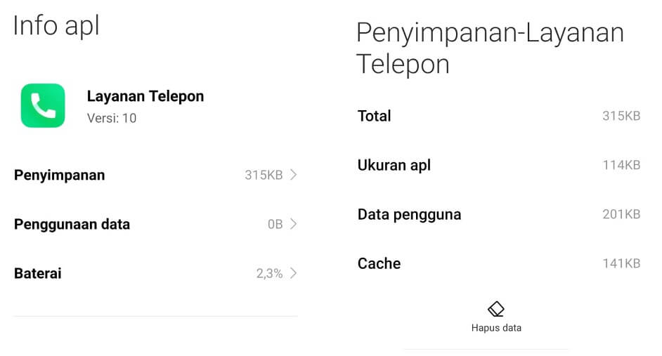 Menghapus Cache Aplikasi Telepon