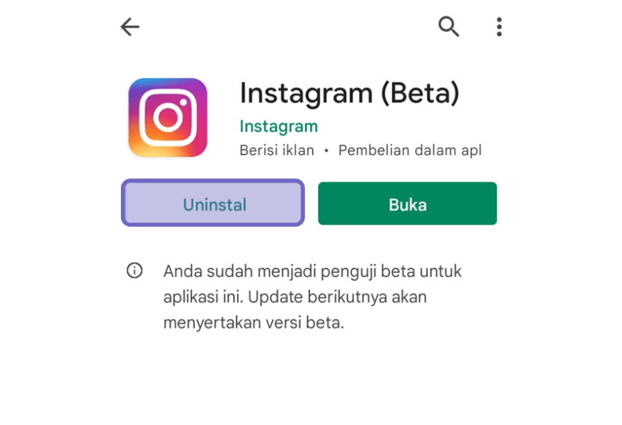Hapus dan Pasang aplikasi Instagram