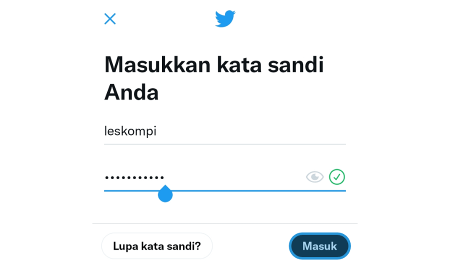 Masukkan Password Akun Twitter