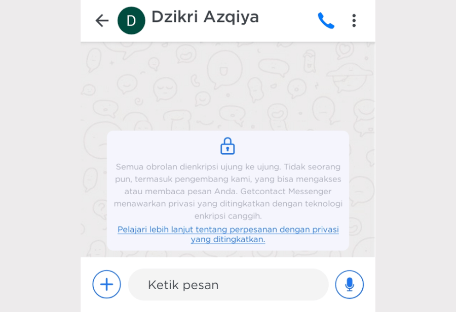 Mengetik Pesan di GetContact