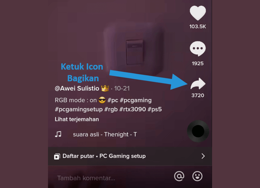 Ketuk Icon Bagikan di Video TikTok