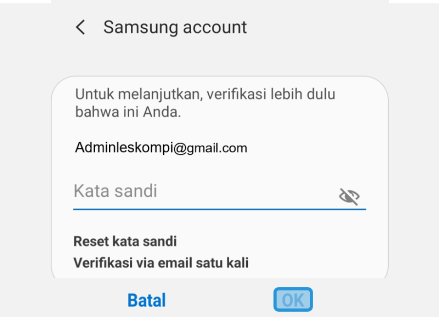 Konfirmasi Hapus Akun Samsung di HP