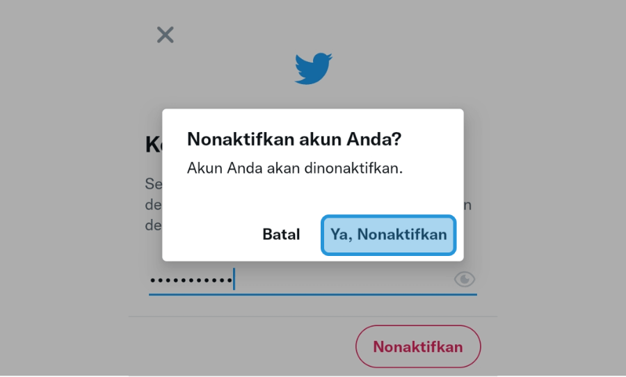 Lakukan Konfirmasi Nonaktifkan Akun Twitter