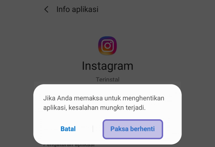 Melakukan Force Stop Instagram
