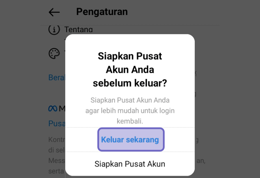 Konfirmasi Logout Instagram