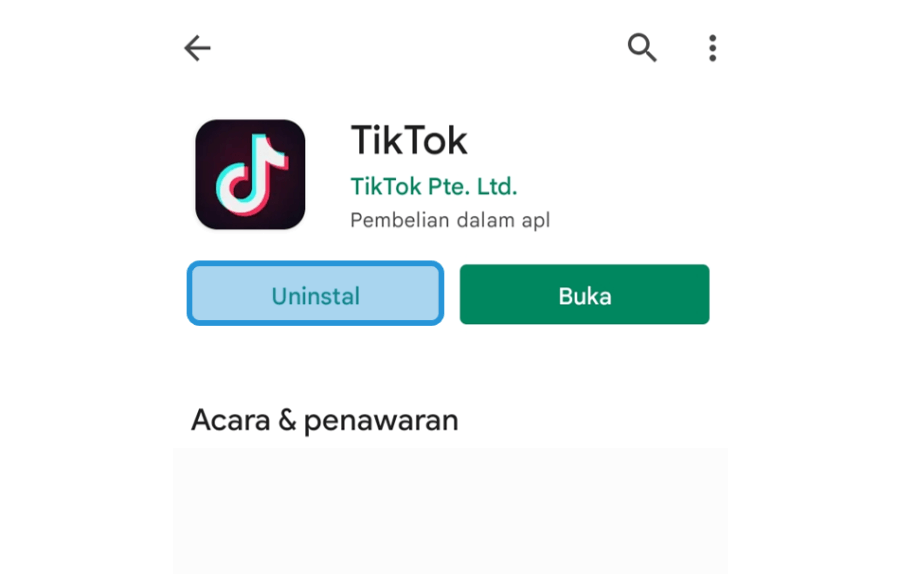 Memasang Ulang Aplikasi TikTok