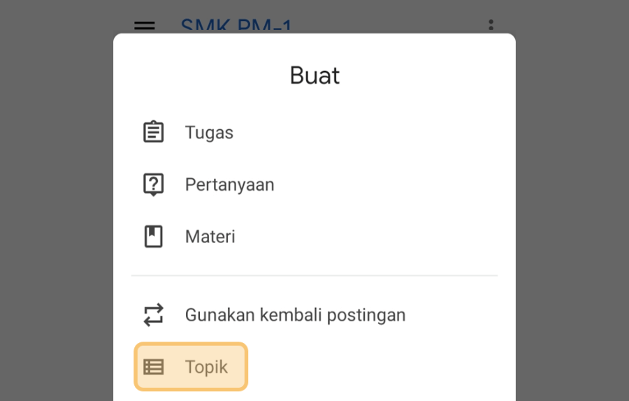 Buat Topik Baru di Classroom