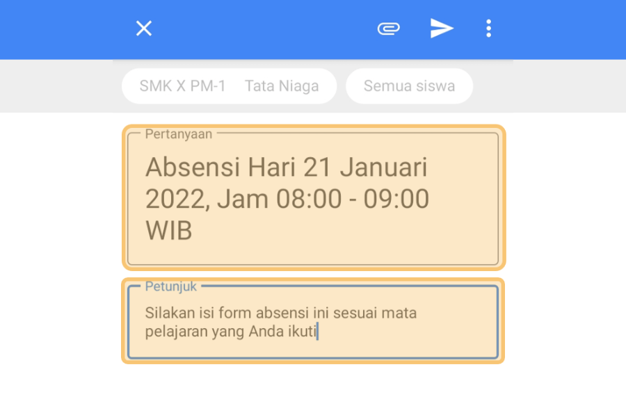 Mengisi Pertanyaan dan Petunjuk di Google Classroom