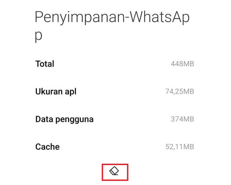 Menu Hapus Cache di WhatsApp