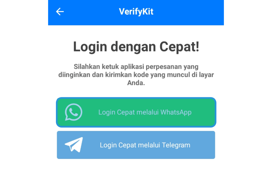 Menu Login Cepat Lewat WhatsApp