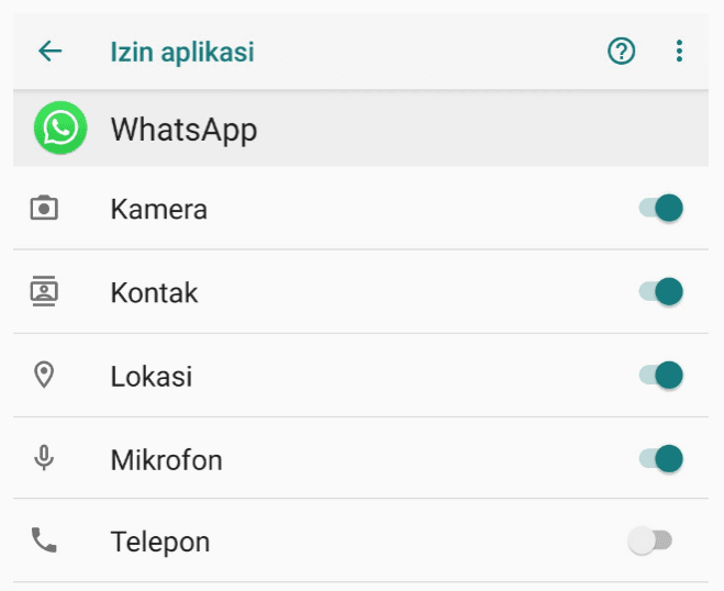 Menu Nonaktifkan Telepon WhatsApp