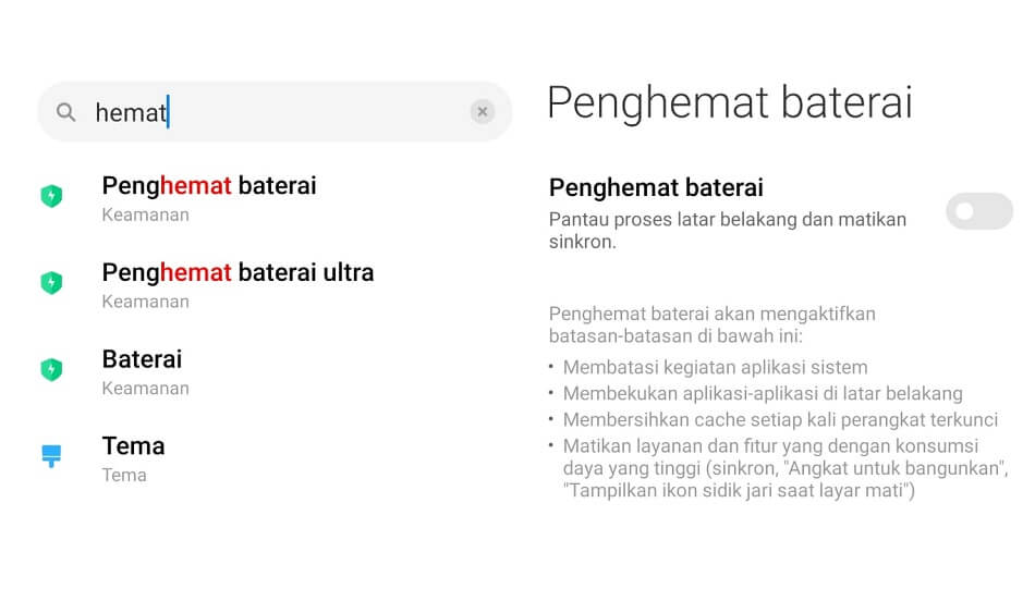 Mode Hemat Baterai