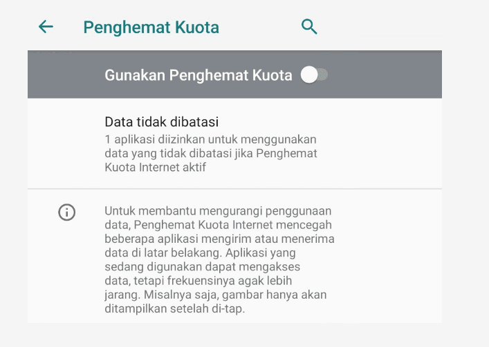 Menu Penghemat Kuota Android