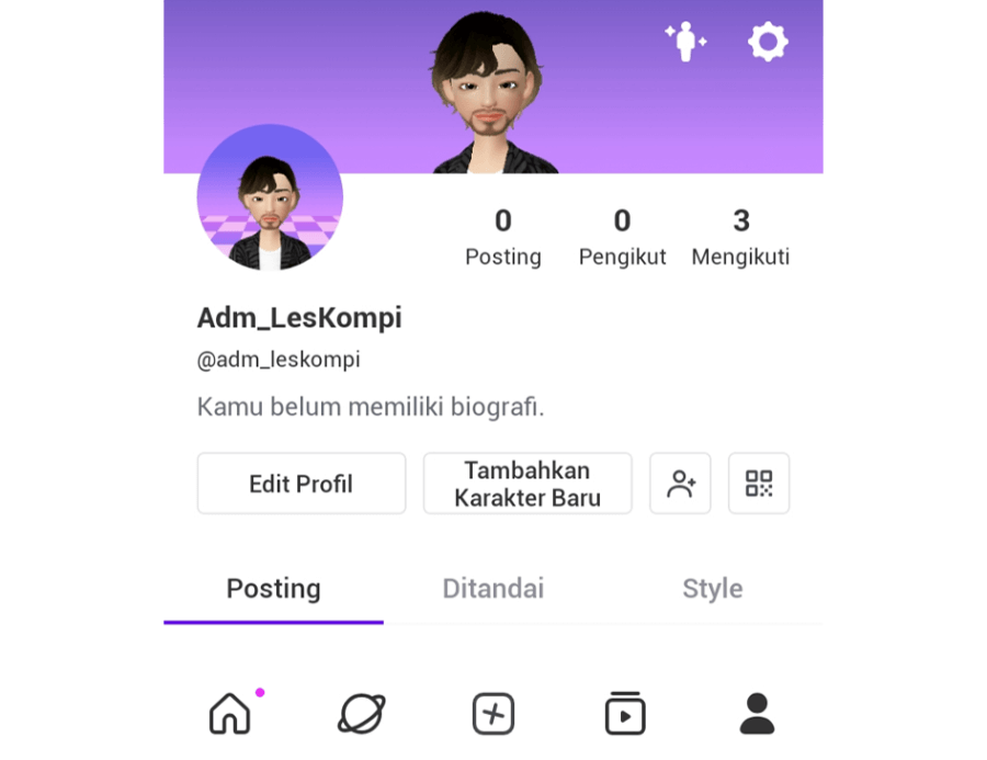 Menu Profil di Zepeto