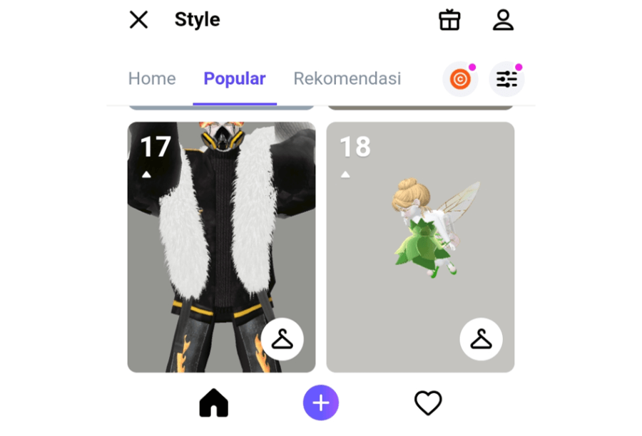 Menu Style di Zepeto