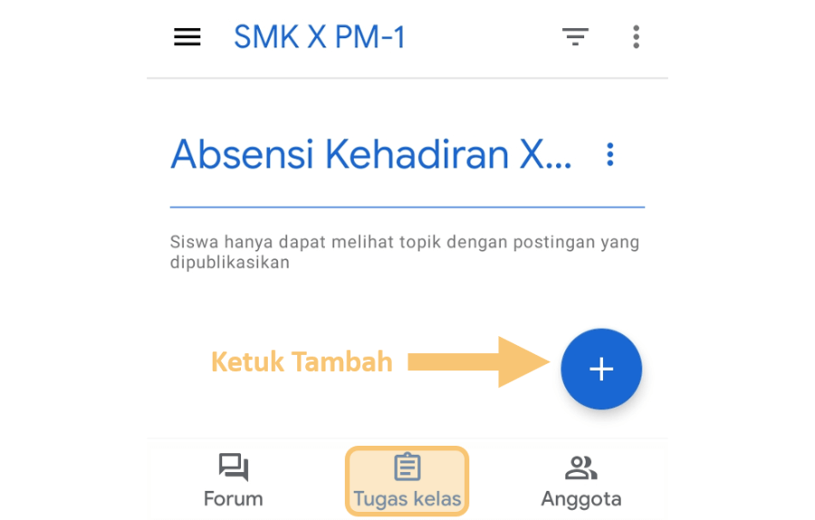 Menu Tambah Pada Google Classroom