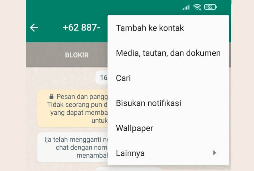 Menu Tambah di Kontak