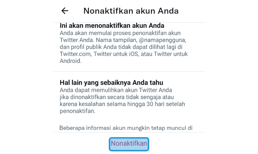 Mulai Nonaktifkan Akun di Twitter