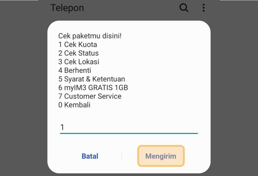 Menu Cek Kuota Indosat