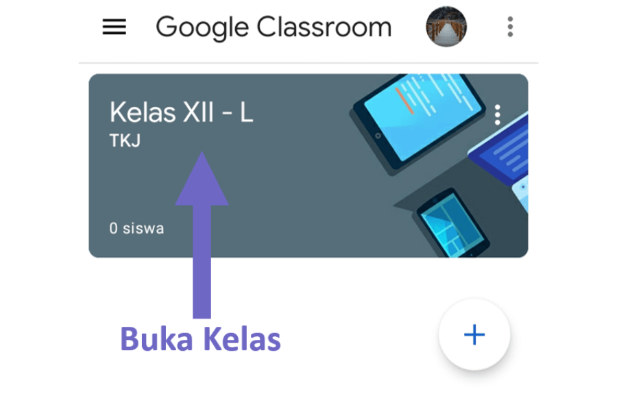 Memilih Kelas Google Classroom HP