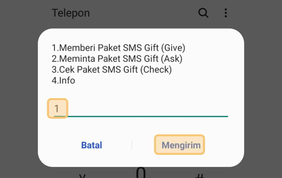 Opsi Memberi Paket SMS Gift