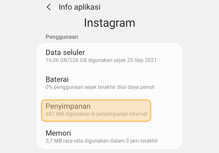 Pilih Menu Penyimpanan di HP
