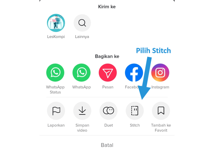 Menu Stitch TikTok