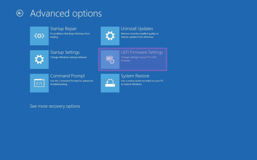 Menu UEFI Firmware Settings