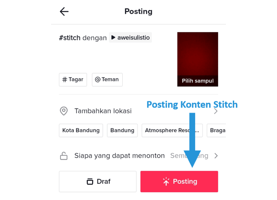 Posting Konten Stitch TikTok